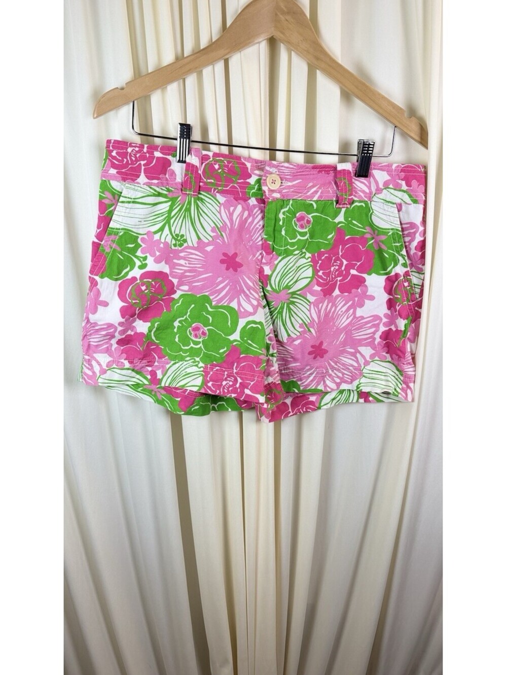 Lilly Pulitzer Callahan Shorts Womens Pink Green Excellent Floral Chino Sz 10